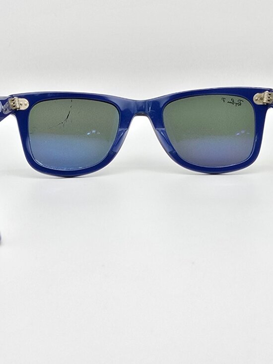 Ray-Ban RB2140 1112/58 Wayfarer Black on Blue Text Polarized G-15 Sunglasses - Picture 4 of 16